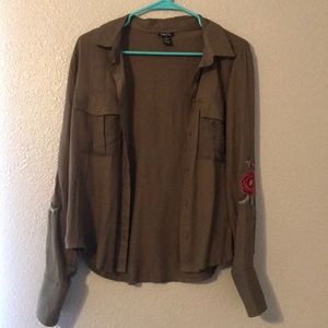 Embroidered button down